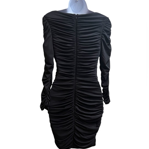 Tadashi Shoji Size XS Bodycon ruched dress black - Picture 3 of 4